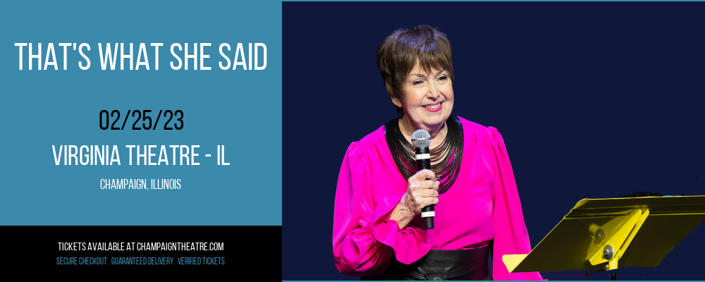 That's What She Said at Virginia Theatre tickets That's What She Said at Virginia Theatre